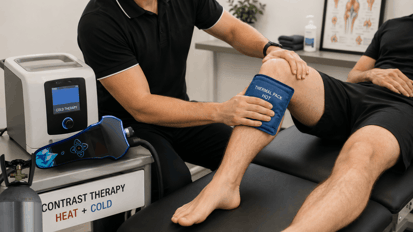 Cold and heat therapy are used to treat an injury.