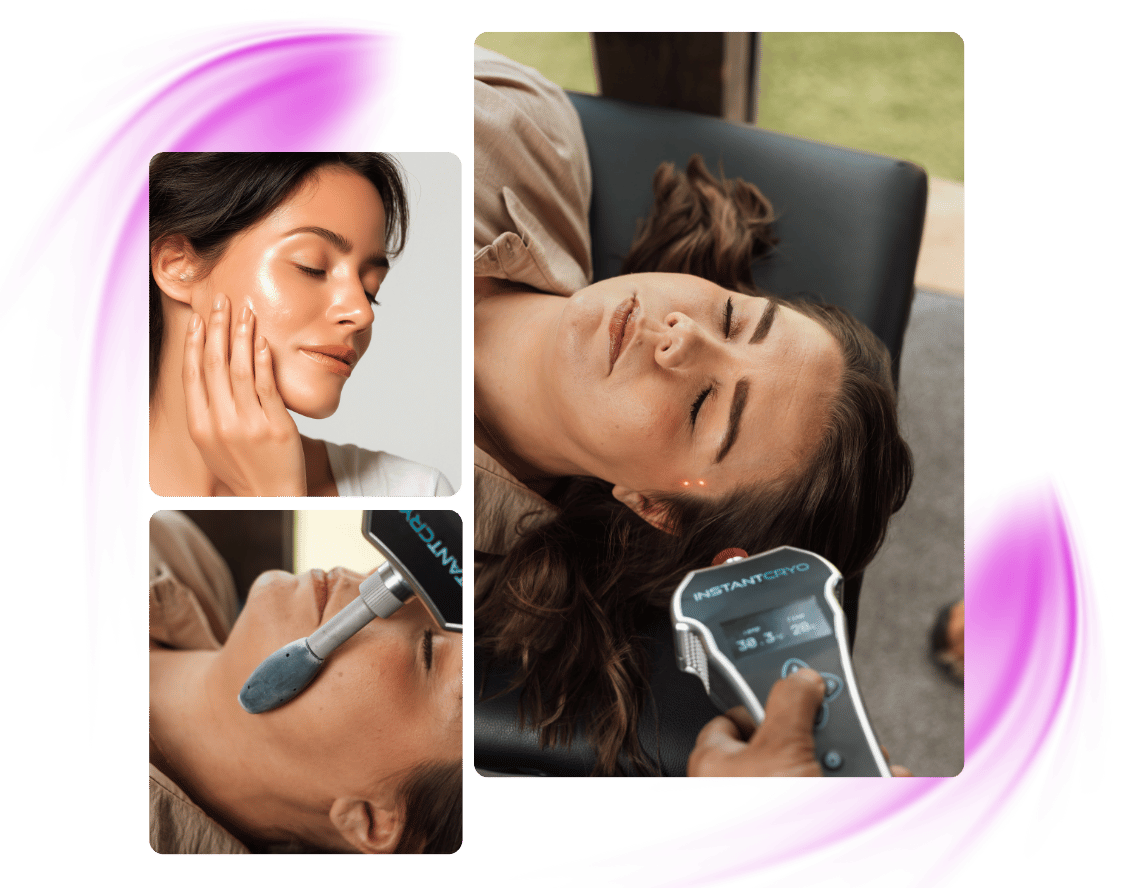 Cryofacials are performed on clients for anti-aging effects and smoother skin.