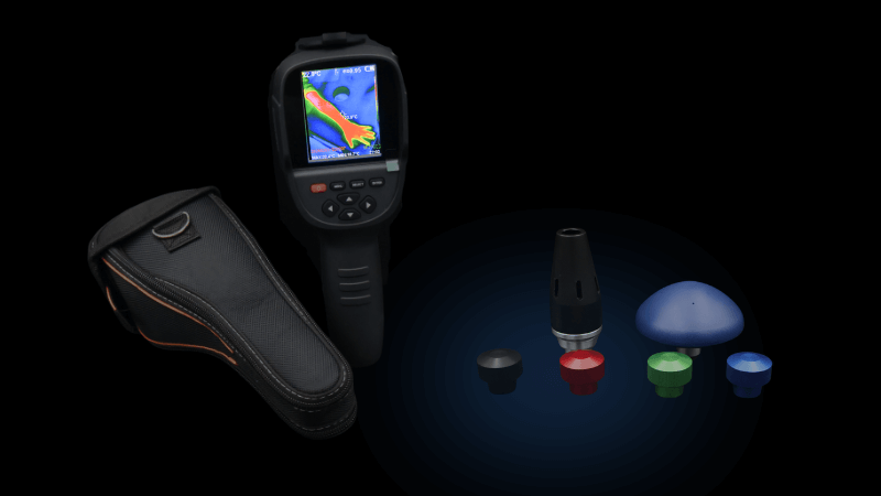 The InstantCryo accessories including a thermal camera and treatment nozzles.